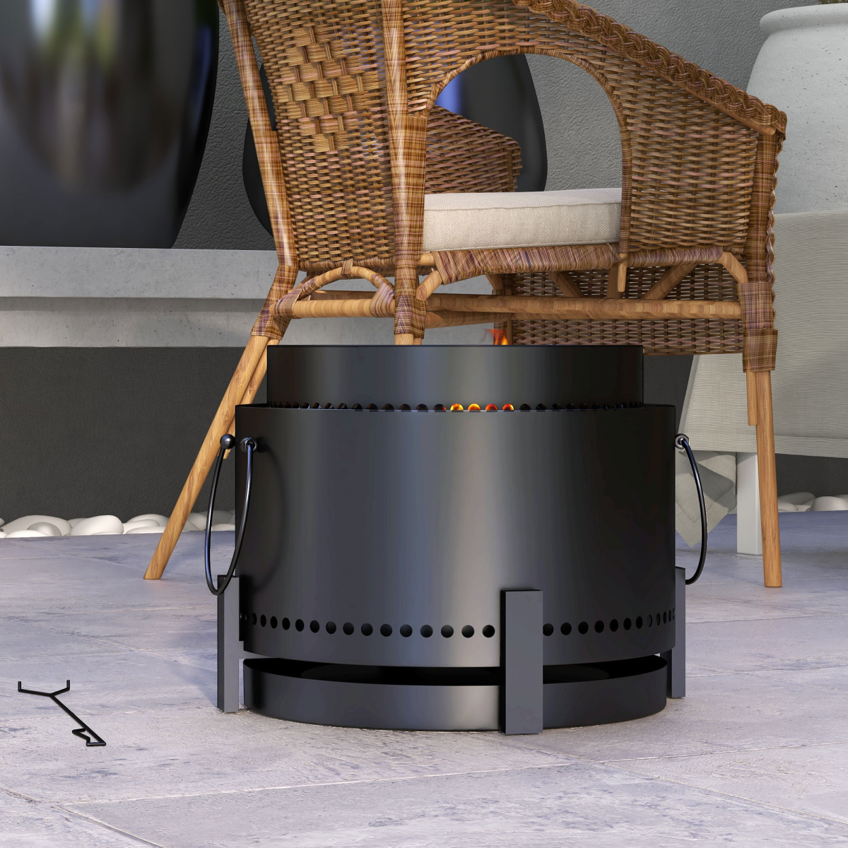 Outsunny 37cm Smokeless Wood Burning Metal Fire Pit, Black