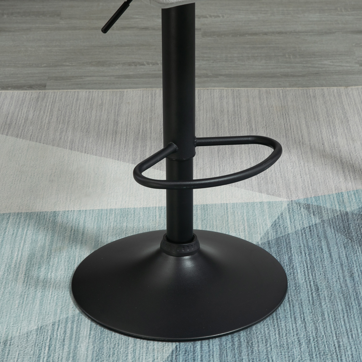 Set of 2 Adjustable Height Fabric Bar Stools, Light Grey