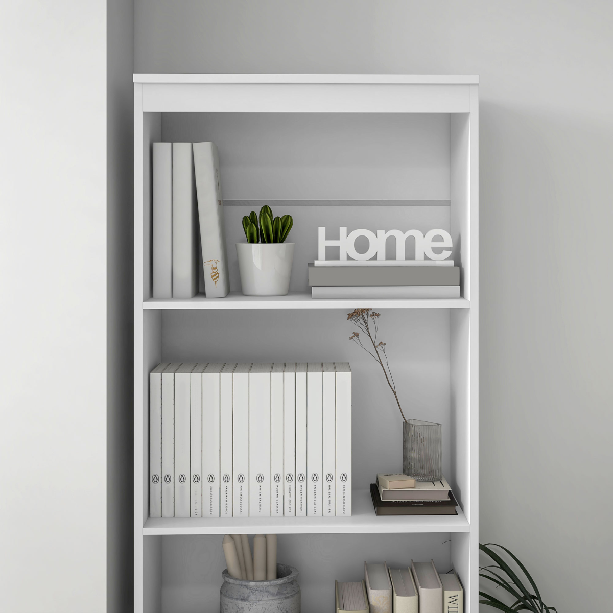 HOMCOM 180cm White Freestanding Bookshelf with 3 Shelves and 3 Drawers