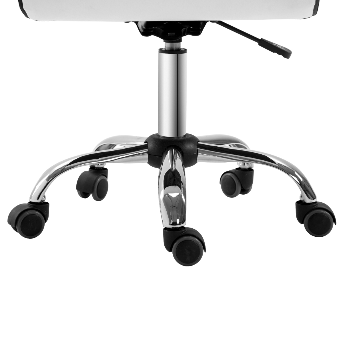 Armless Mid-Back Adjustable Height 360 Swivel PU Leather Office Chair with Casters, White