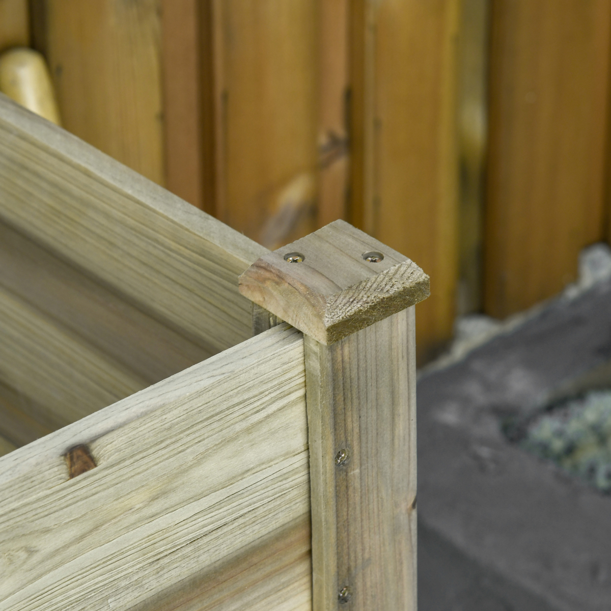 Outsunny Raised Wooden Garden Bed with Legs and Bottom Storage Shelf, Elevated Planter Box with Drainage Holes