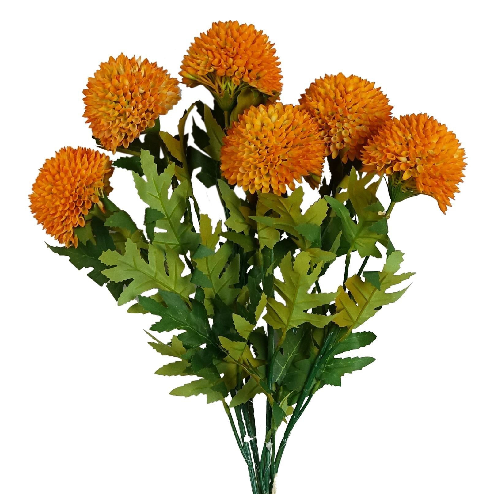 Leaf 70cm Yellow Large Ball Dahlia Artificial Flower Stem