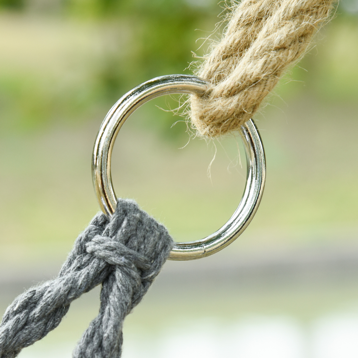 Outsunny Hanging Hammock Chair, Cotton Rope Swing with Solid Metal Frame, Large Macrame, Seat Cushion, Dark Grey