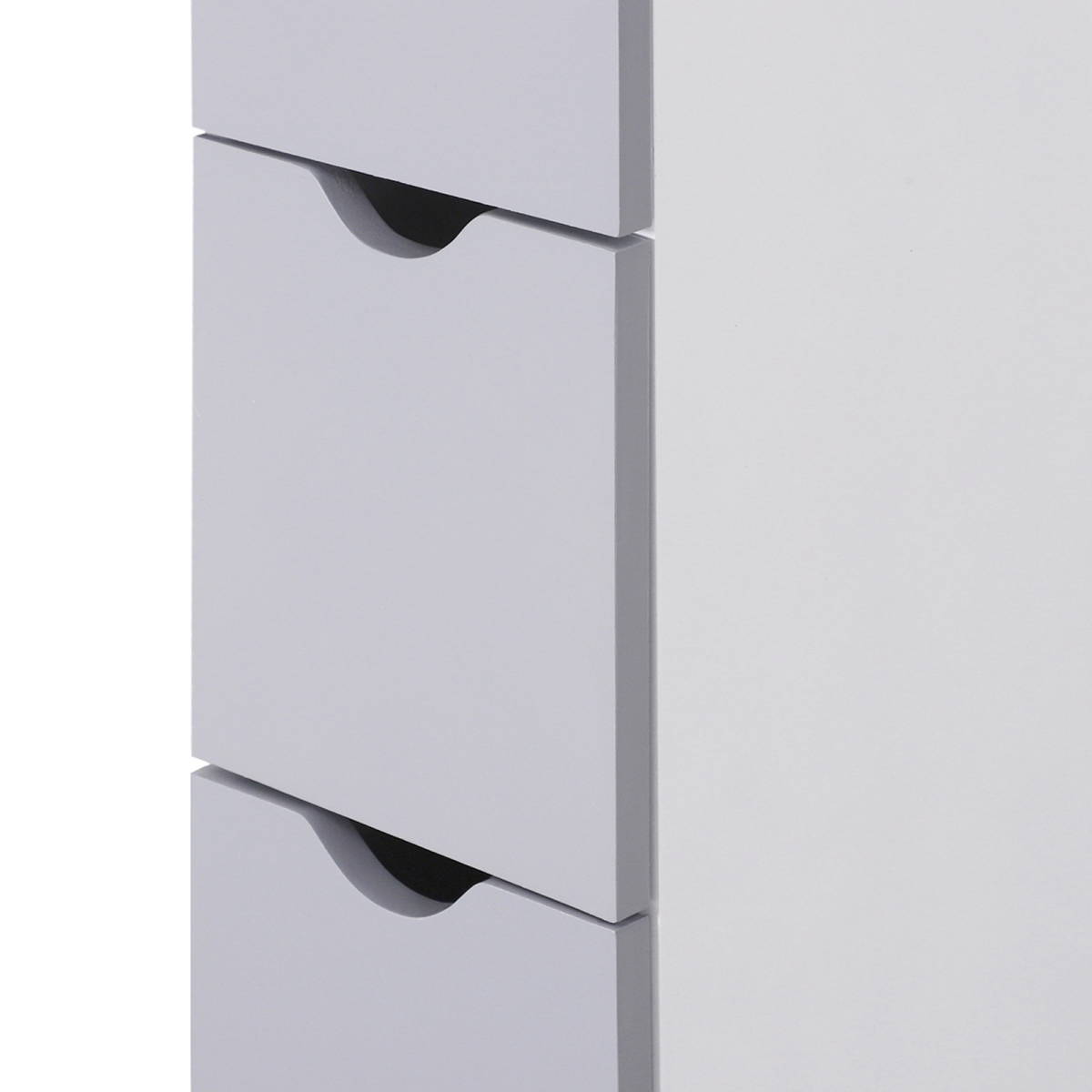 Tall Slim Bathroom Storage Cabinet with Shelves and Drawers, White