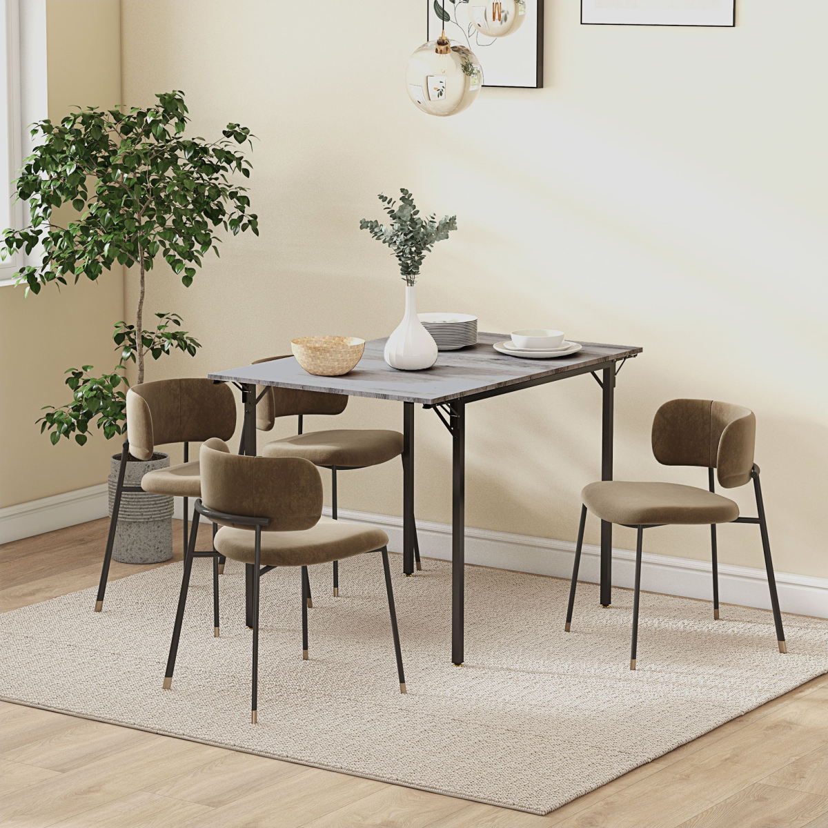 PawHut Grey Folding Drop Leaf Dining Table for 2-4 People