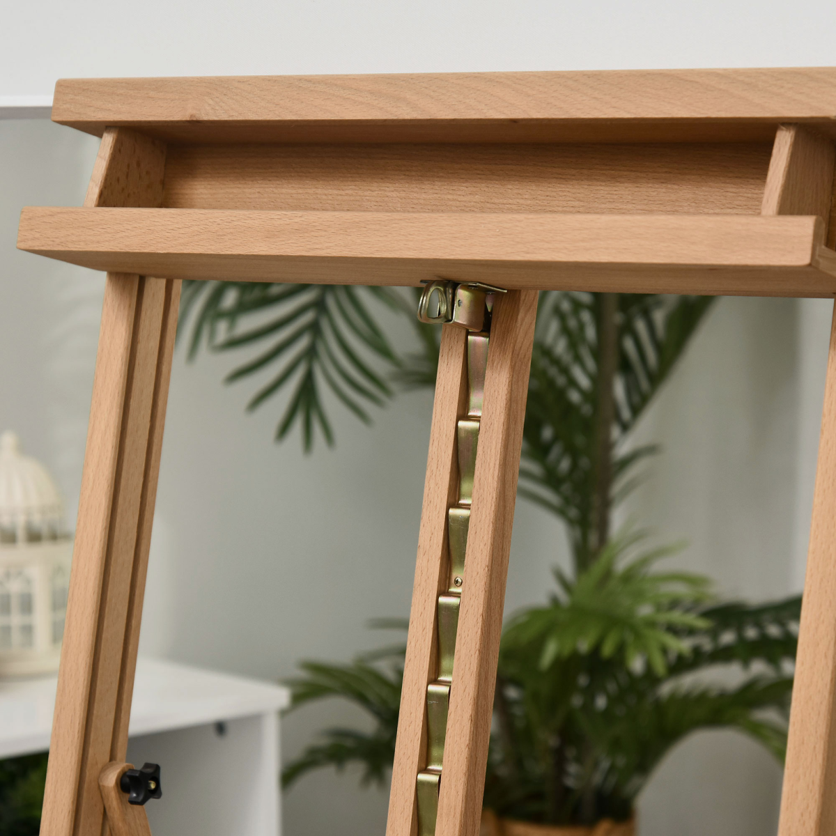 Height Adjustable H-Frame Studio Easel with Canvas Holder and Storage Tray, Beech Wood, Unbranded