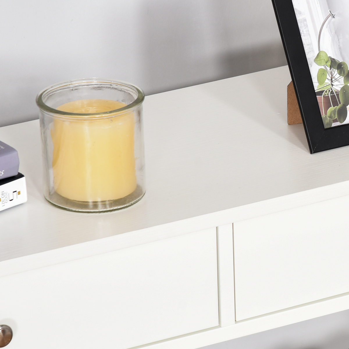 HOMCOM White Console Table with 2 Drawers, Shelves and Flat Top