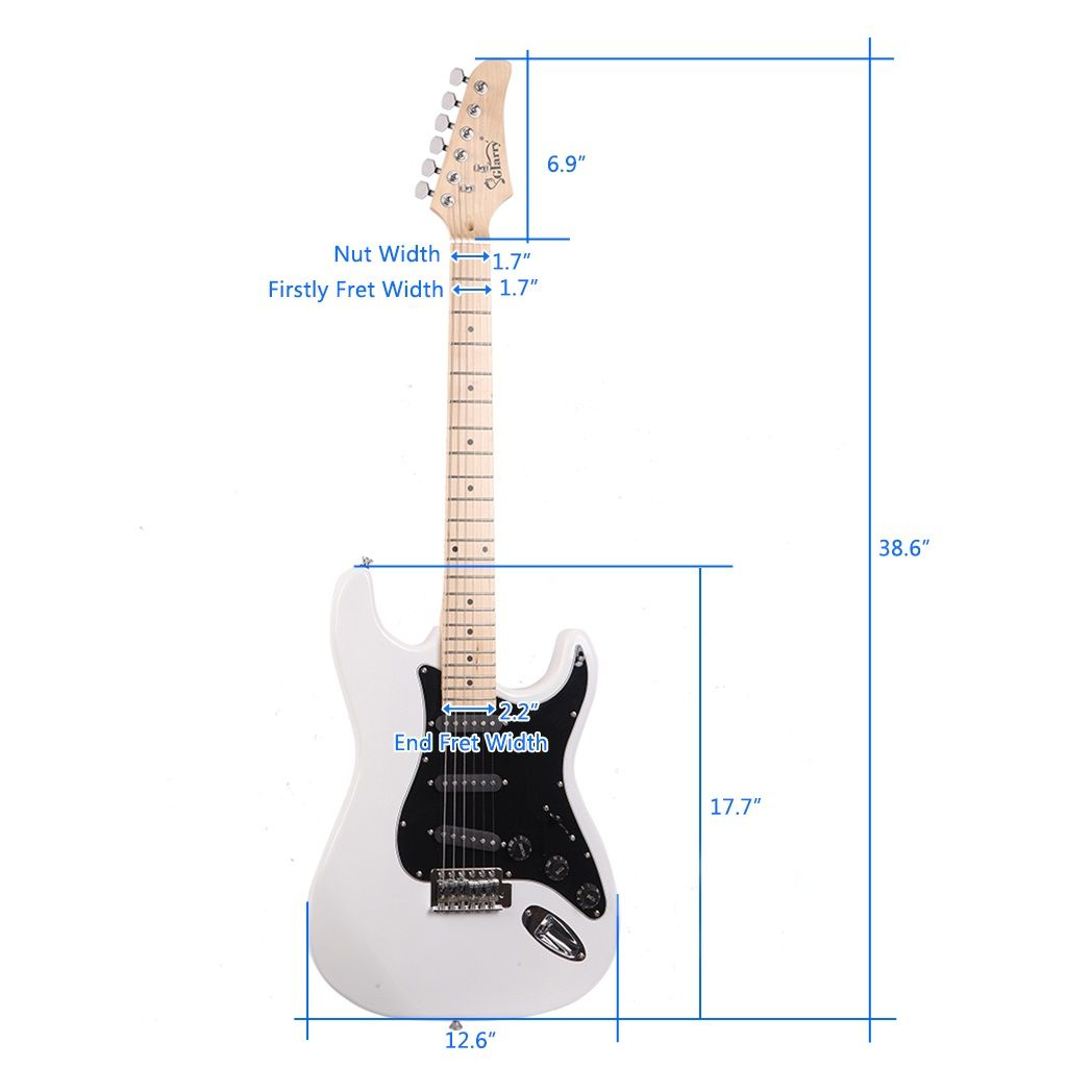 Glarry GST Stylish Electric Guitar Kit with Black Pickguard White