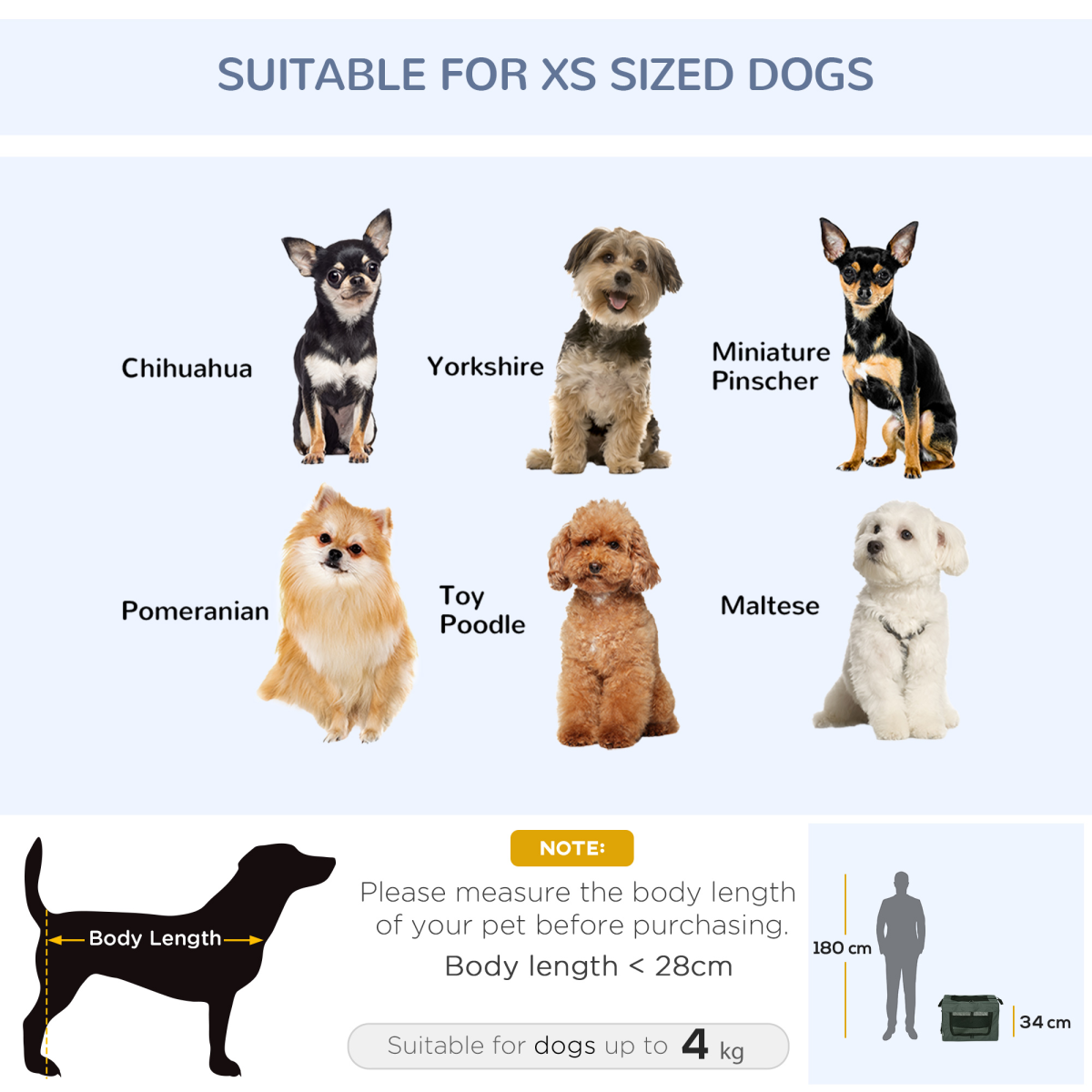 PawHut Foldable Pet Carrier with Cushion for Cats & Mini Dogs, Grey