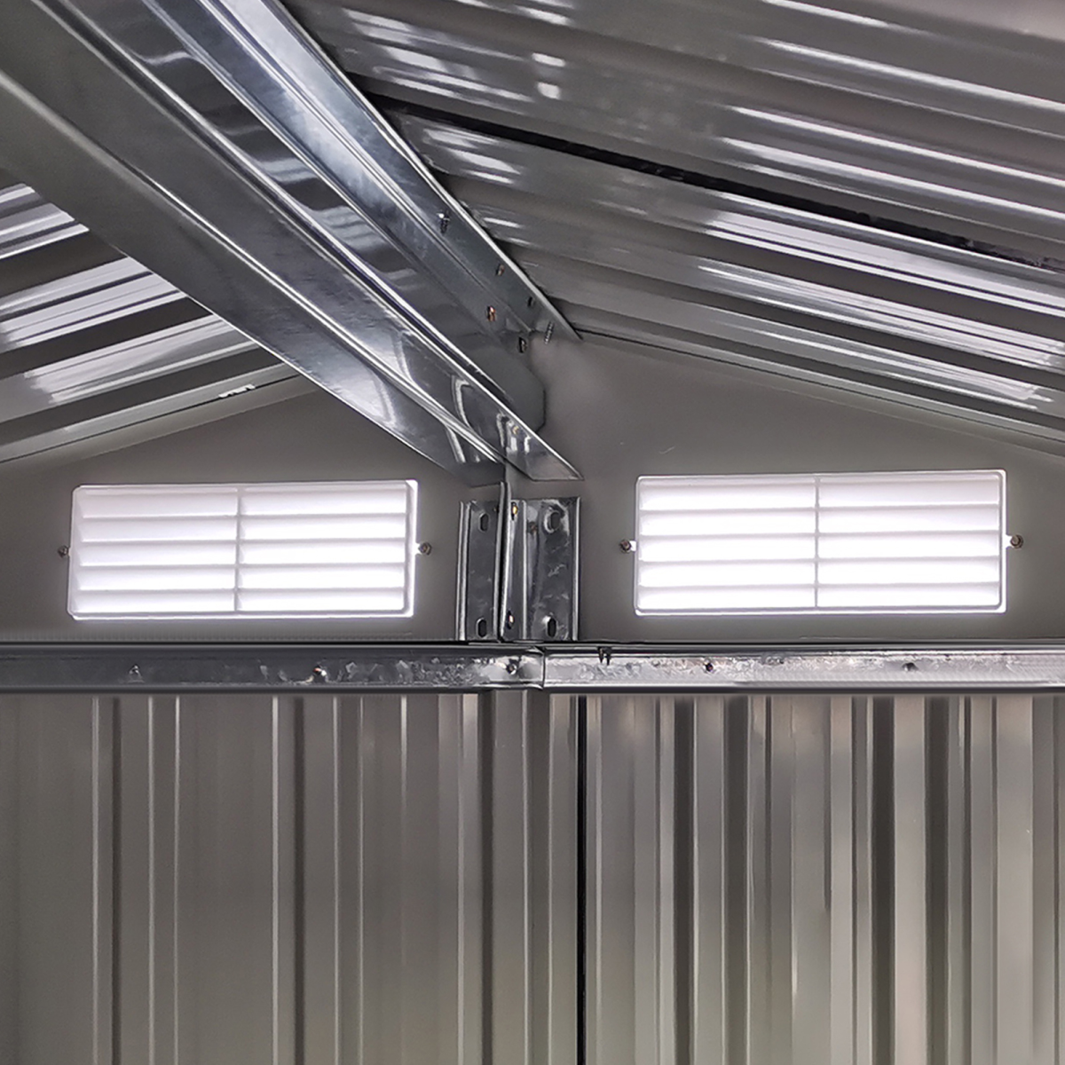 Outsunny Metal Outdoor Storage Shed with Sliding Door and Sloped Roof, 152 x 132 x 188 cm, Grey
