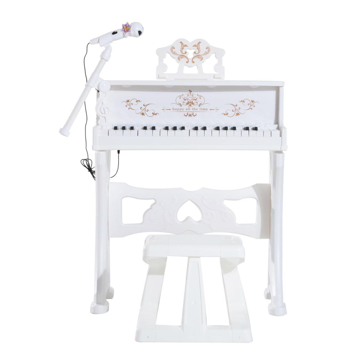 37-Key Kids Battery Piano Keyboard with Microphone & Stool