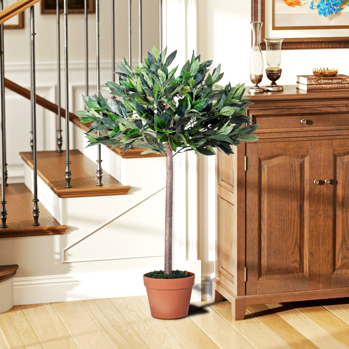 Outsunny Artificial Olive Tree Plant, 90 cm, Realistic Decor