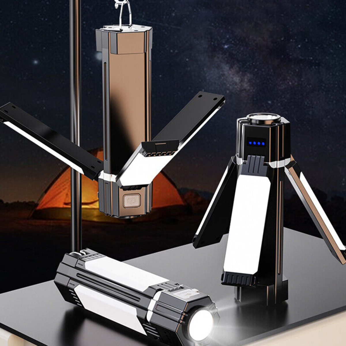 (2 pack)Rechargeable Foldable LED Camping Lantern Light Outdoor Camping Hiking Flashlight Work Light Camping Lantern Light