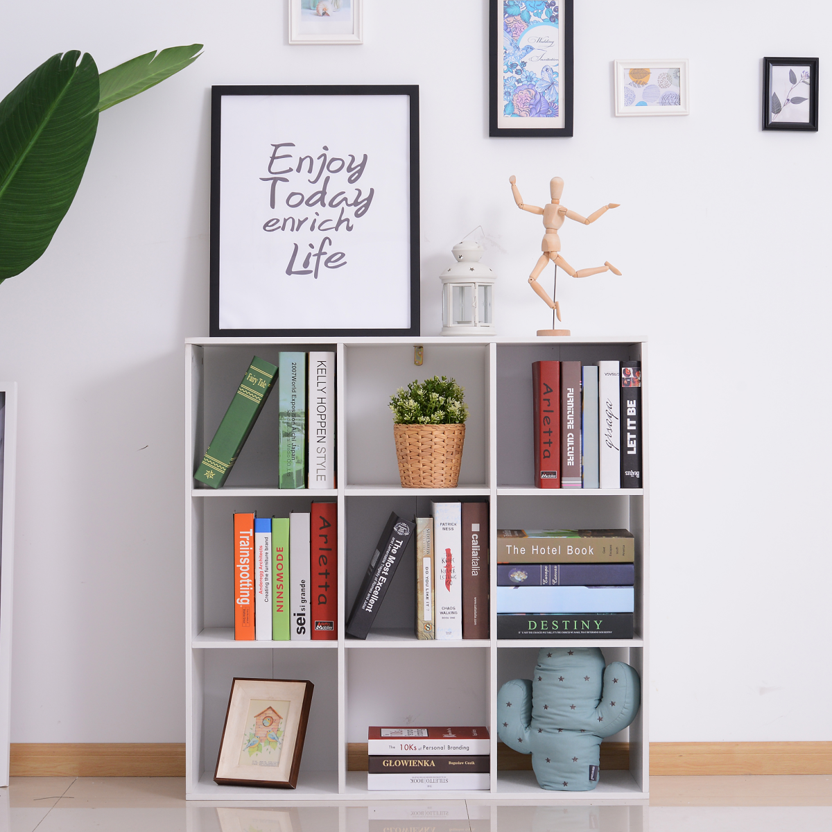 9-Cube Storage Cabinet Bookcase Display Shelves, Chipboard, White