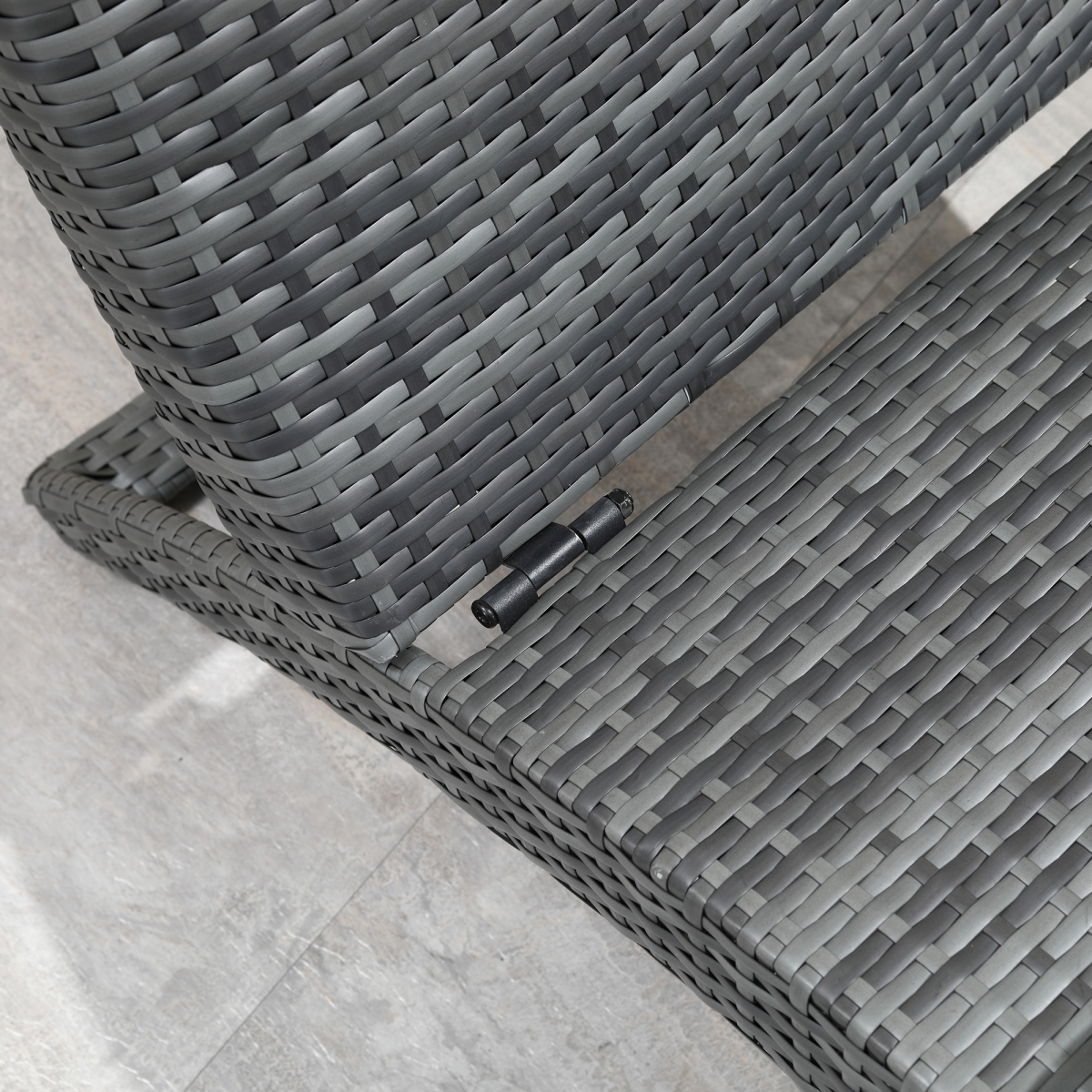 Garden Patio Rattan Wicker Folding Sun Lounger Cushion Grey