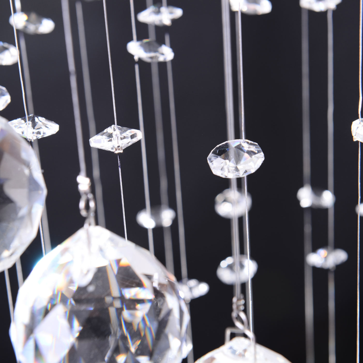 HOMCOM Crystal Chandelier 160 Octagons with Glass Crystals, Polished Chrome Finish