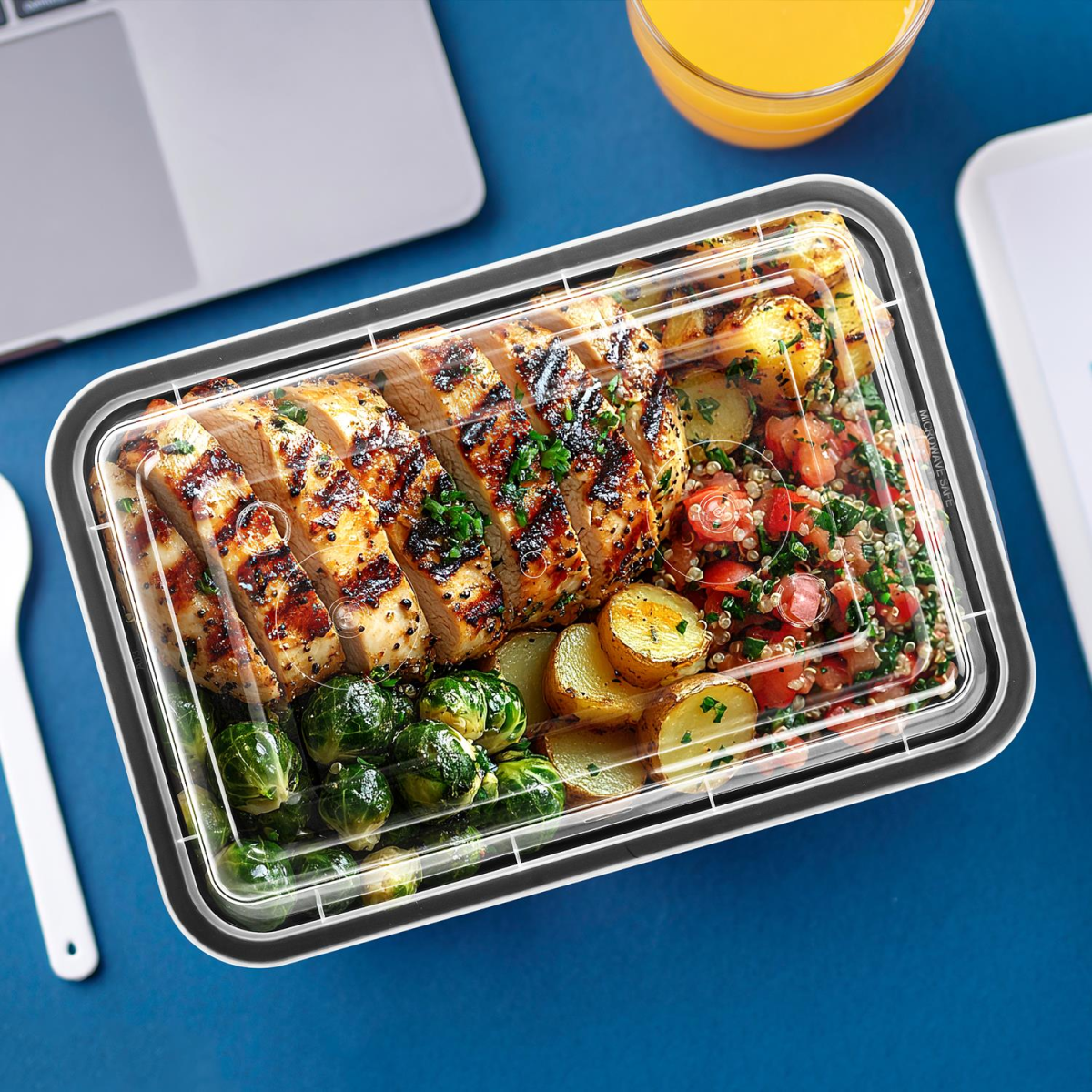Vinsani 20 Pack 1 Compartment Meal Prep Containers, 28 oz, Airtight Leak-Resistant Lids, BPA Free, Microwave Freezer Dishwasher Safe