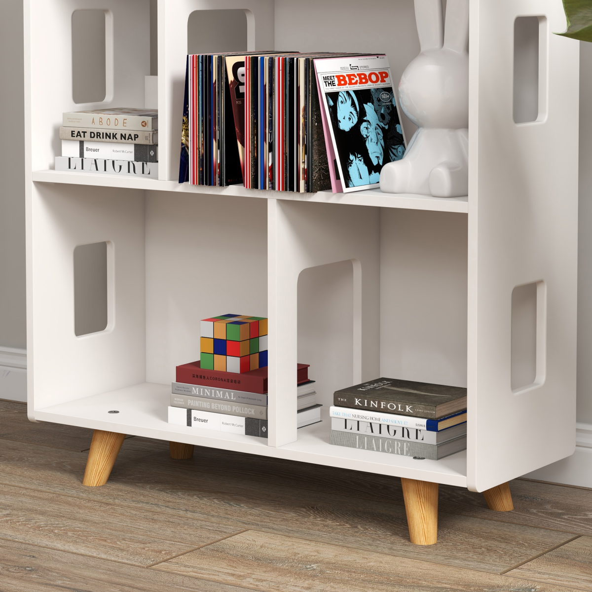 ZONEKIZ 3-Tier Toy Storage Shelf, 6 Cubby Organizer, White for Playroom & Bedroom