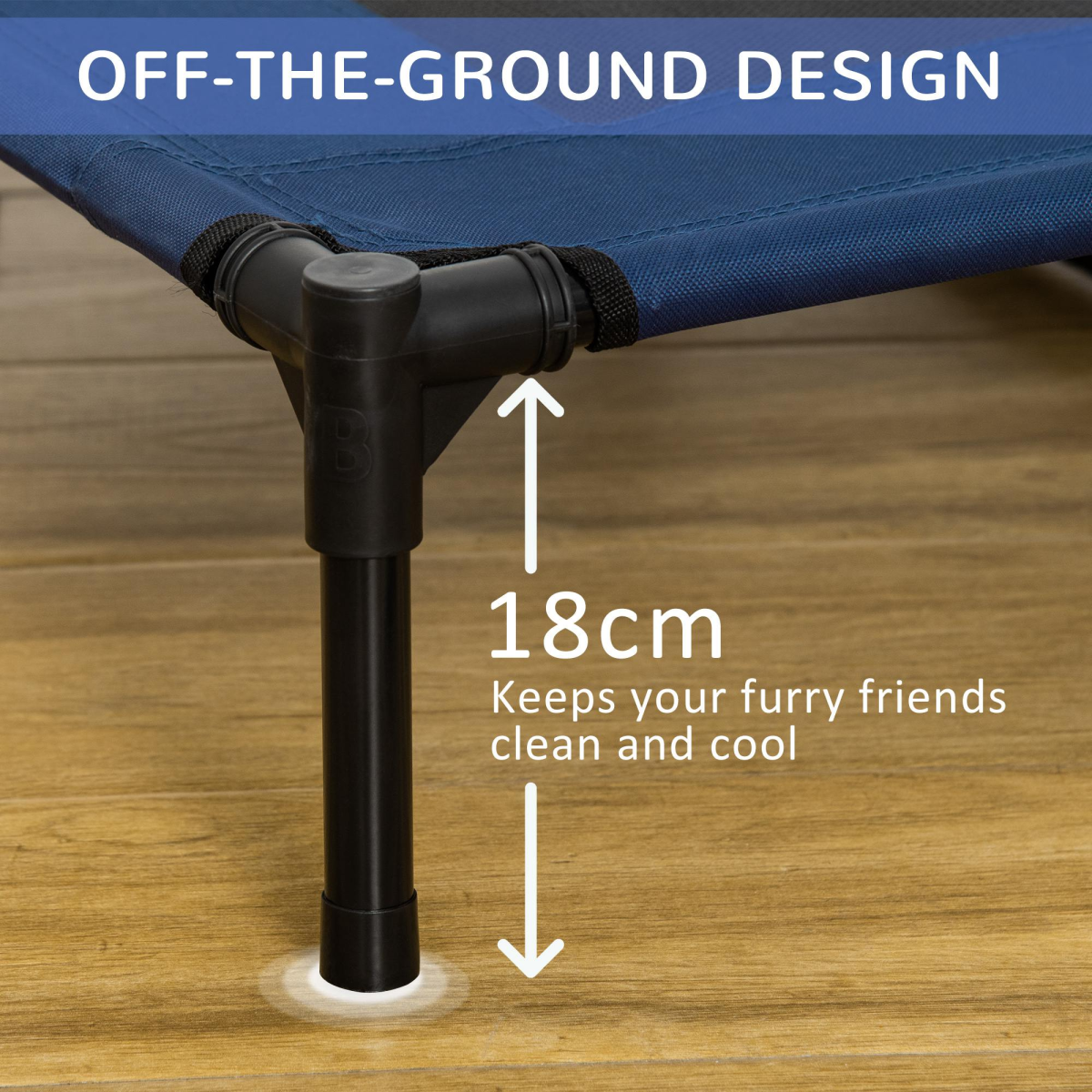 Pawhut Raised Pet Cot Bed for Dogs and Cats, Elevated Hammock with Metal Frame, 600D Oxford Fabric, Portable, Detachable, Easy to Assemble