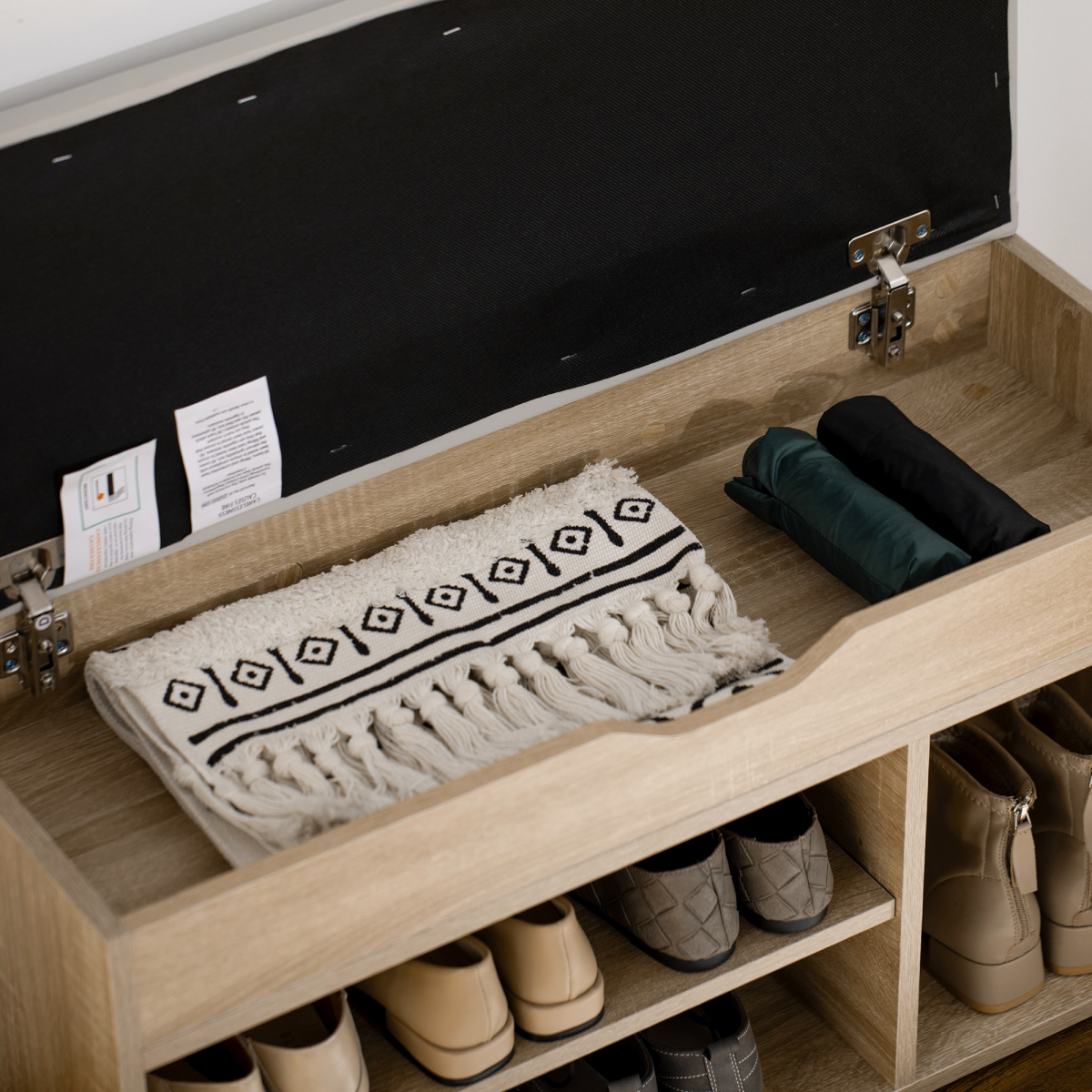 HOMCOM Shoe Storage Bench with Hidden Compartment and Padded Seat, Grey