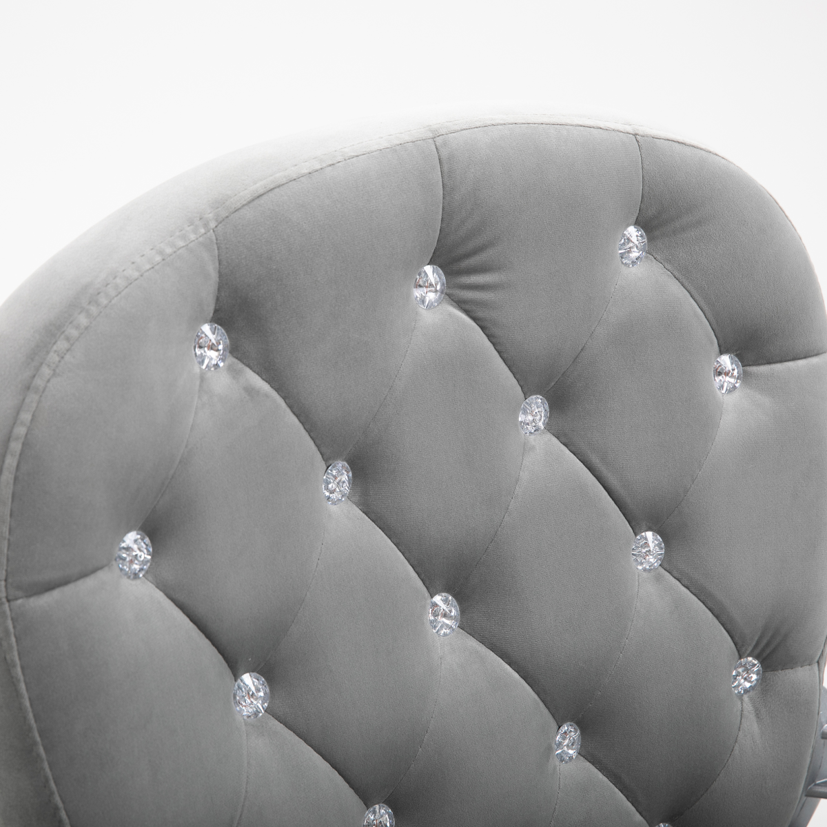 Grey Velour Diamond Tufted Office Chair, Adjustable 360° Swivel
