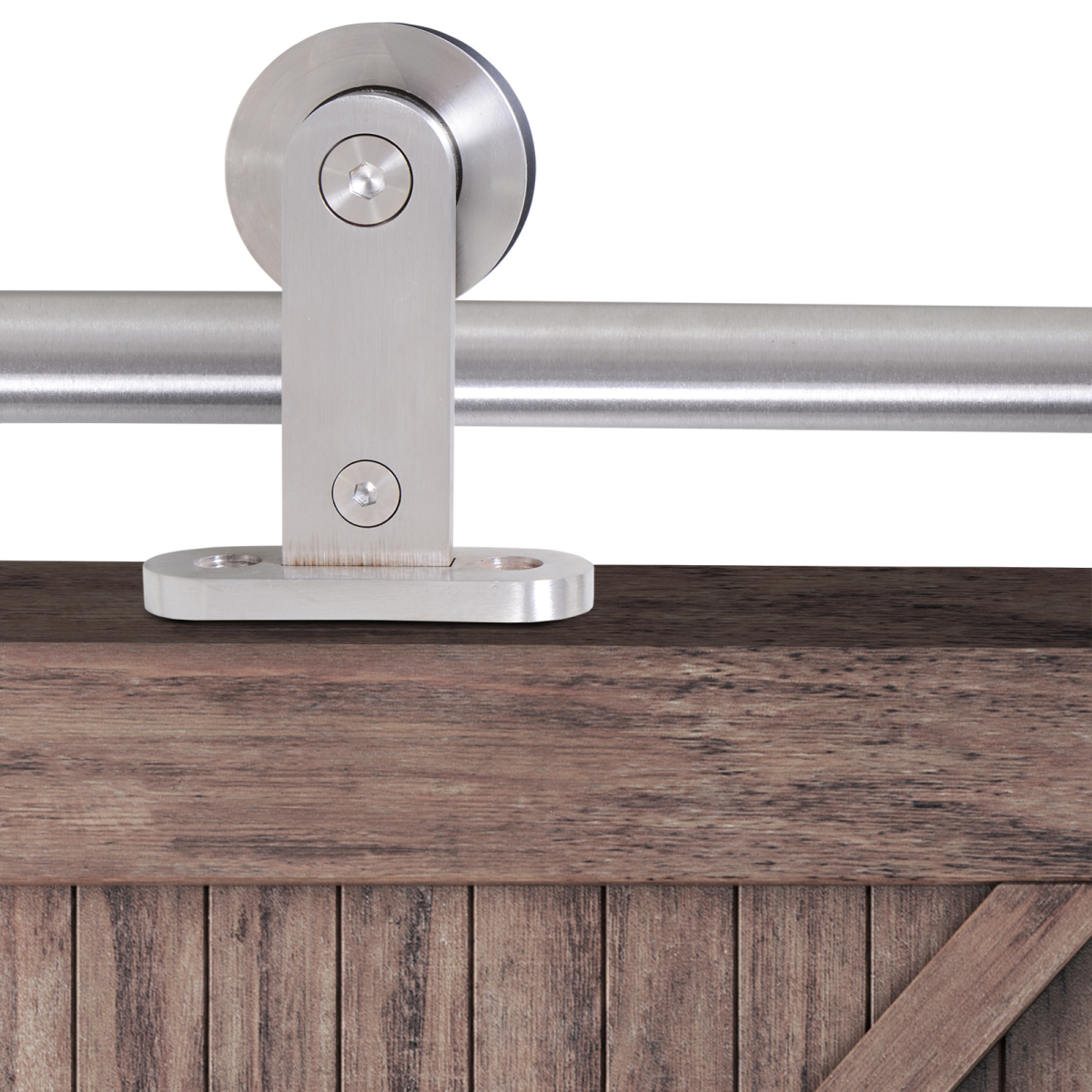 Sliding Door Track Kit for Single Wooden Door, Stainless Steel Rail, 100kg Max Load, Includes Roller, Stopper, Floor Guide and Tools