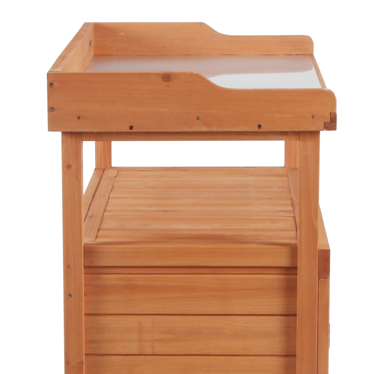 Outsunny 2-in-1 Potting Bench Table with Storage Cabinet and Galvanized Steel Tabletop