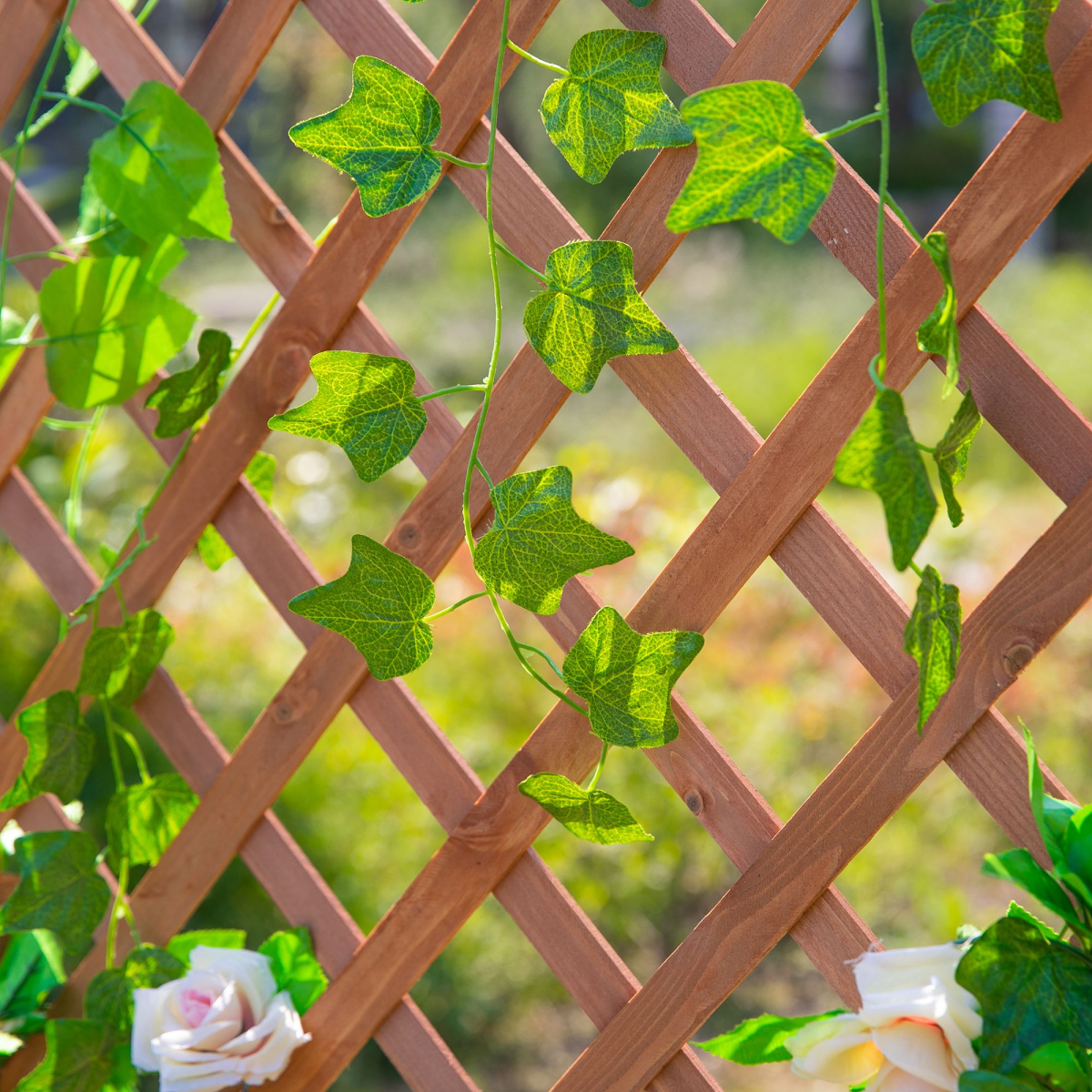 Outsunny Wooden Flower Box with Rear Net Board Display Stand