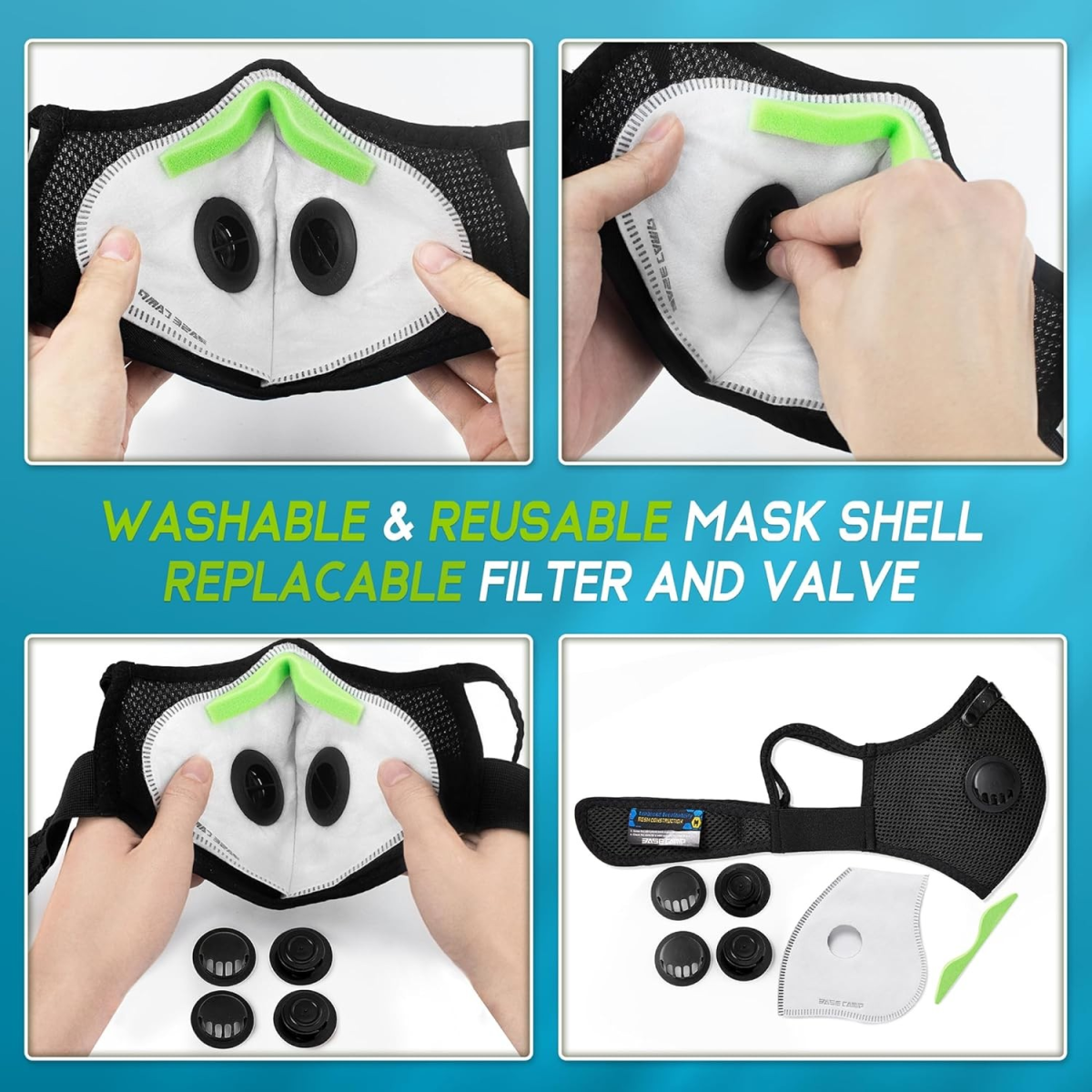 (2Pack)Reusable Half Face Cover Mask w/ Filter Cycling Outdoor Sport Face Mask
