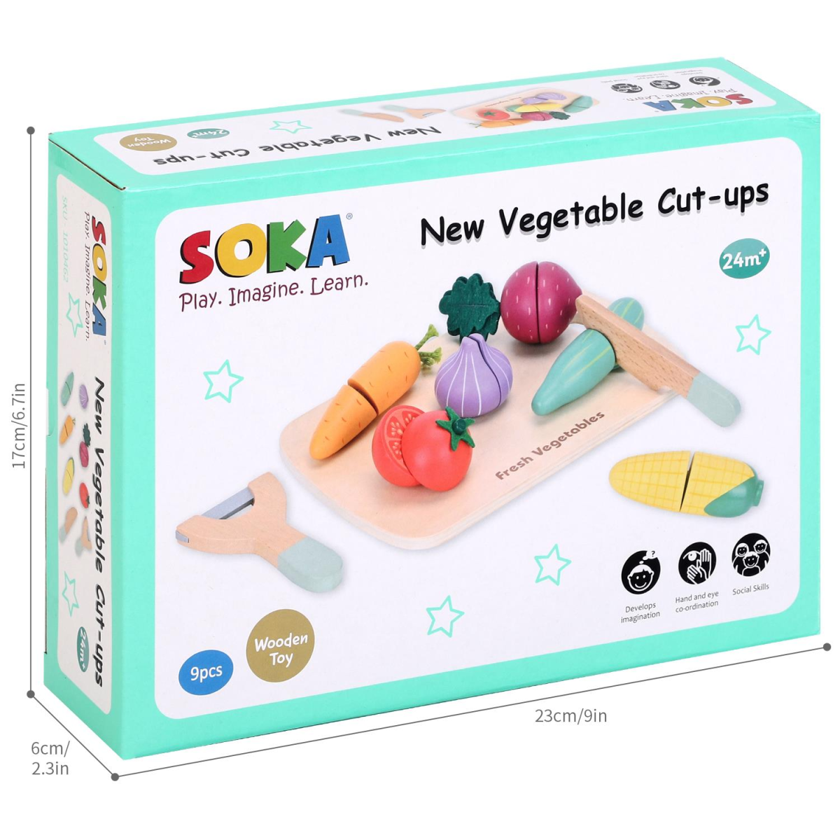 SOKA Play Imagine Learn Wooden Cutting Vegetables Play Set, 9 Pieces