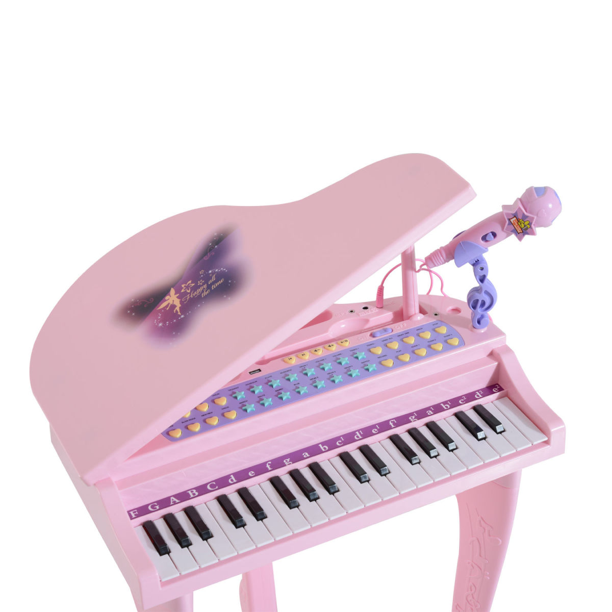 HOMCOM 37-Key Electronic Mini Piano Keyboard with Microphone & Stool, Pink