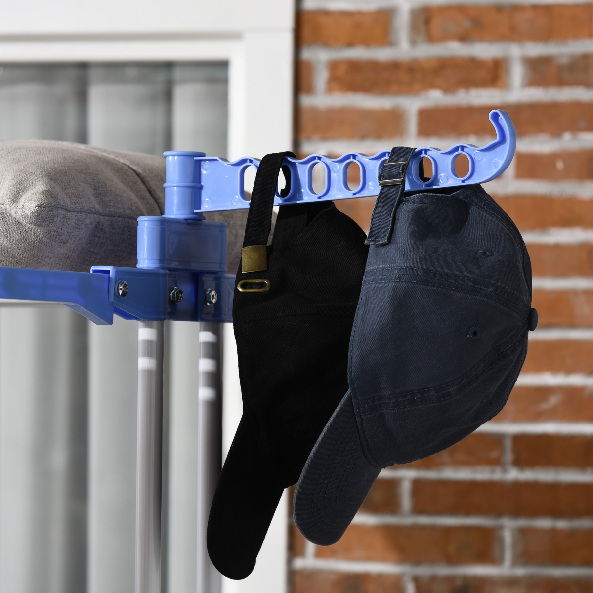 HOMCOM 3-Tier Foldable Steel Clothes Drying Rack with Wheels, Blue