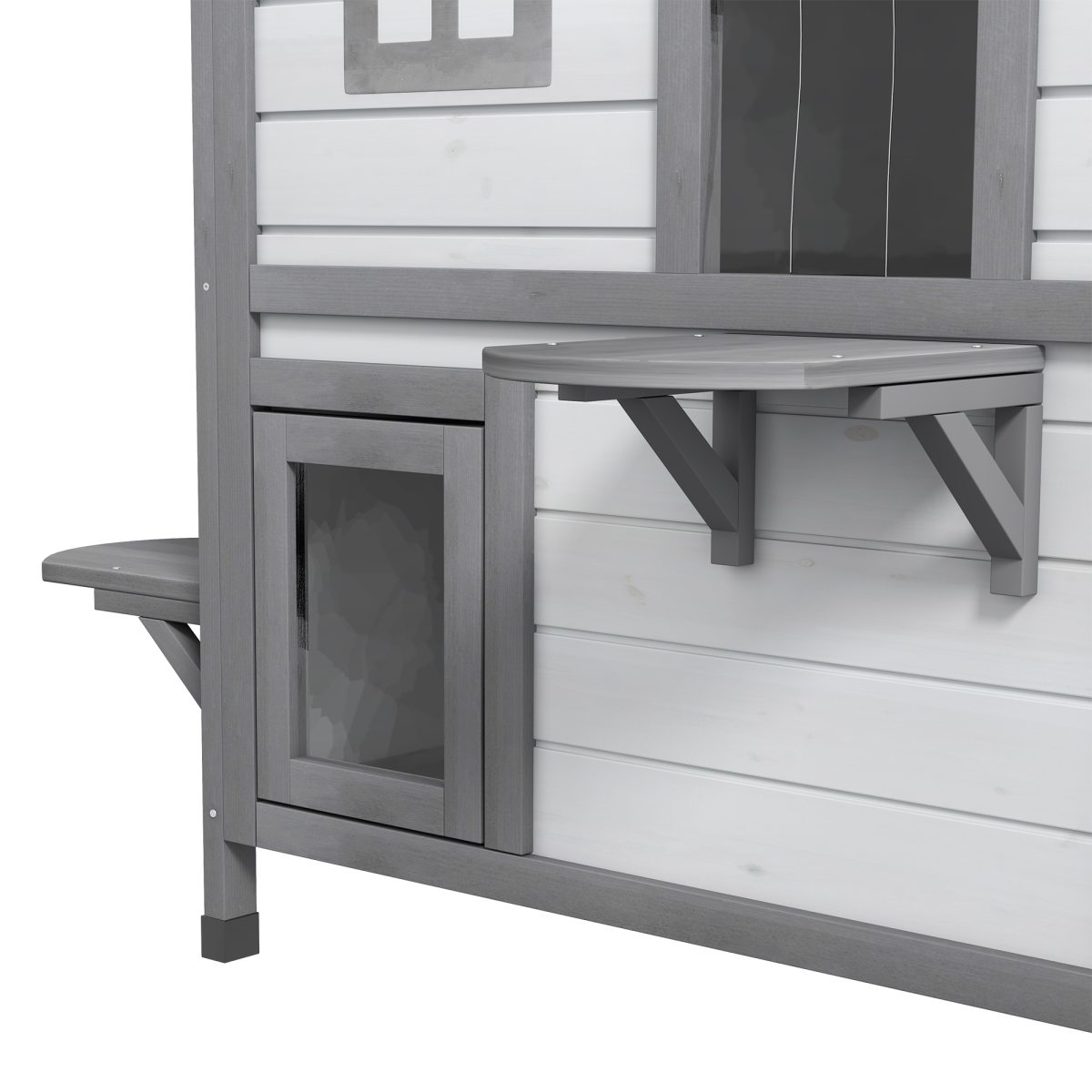 PawHut Wooden Cat Condo with Openable Roof, Indoor/Outdoor, White