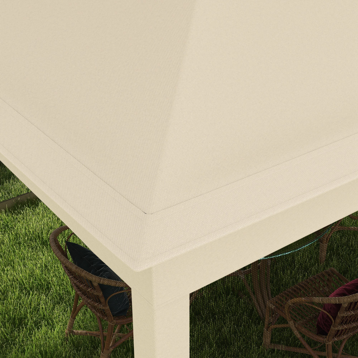 Outsunny 3.25 x 3.25m Folding Garden Pop Up Gazebo Tent with Metal Frame, Polyester Canopy, Cream White Sidewalls