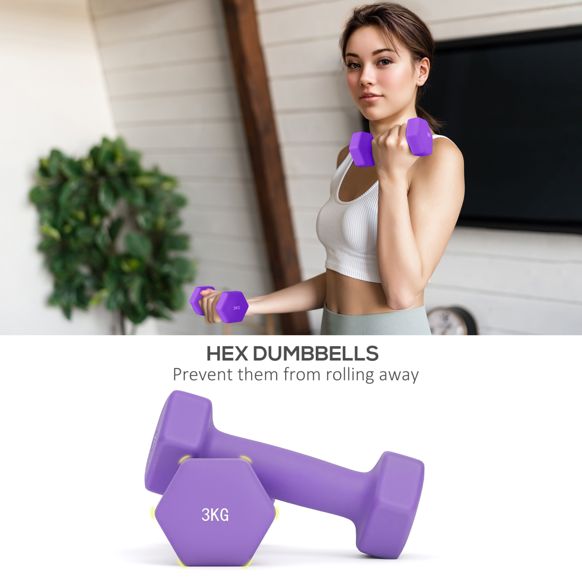 SPORTNOW 6-Piece Dumbbell Set with Storage Rack, 1kg-3kg, Pink