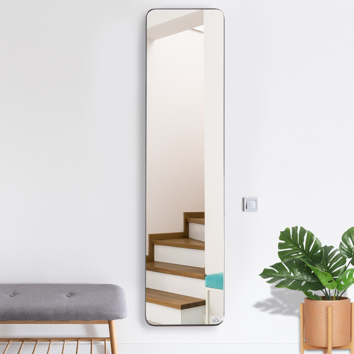 Full Length Mirror Free Standing or Wall Mount Black