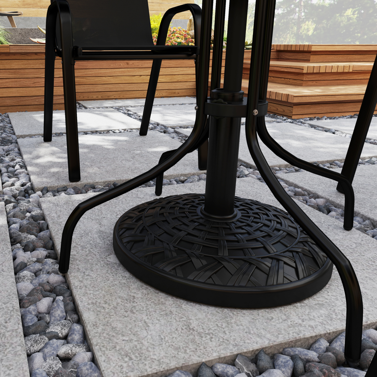 Outsunny 12kg Round Resin Parasol Base with Tightening Knob, Black