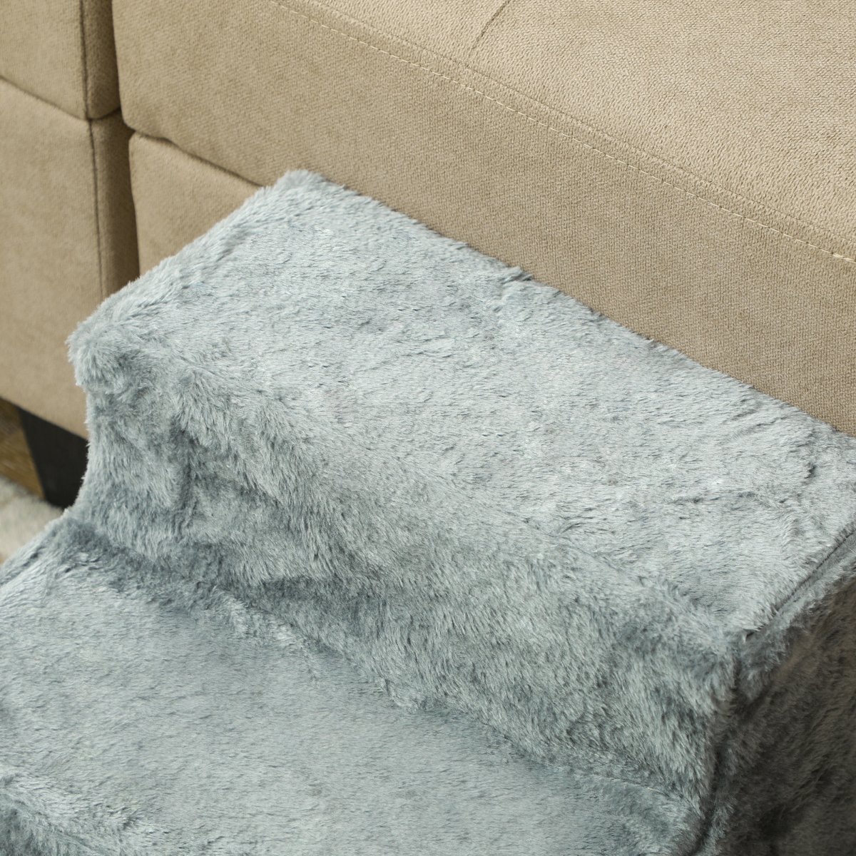 PawHut 4-Step Portable Dog Stairs with Washable Plush Cover