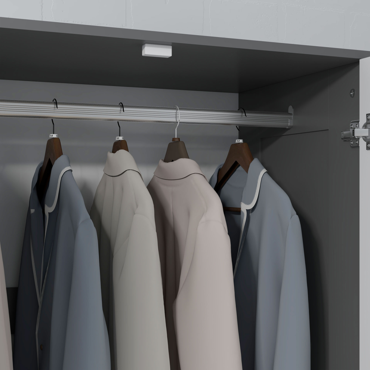 HOMCOM White and Grey 2-Door Wardrobe with 3 Drawers and Rail