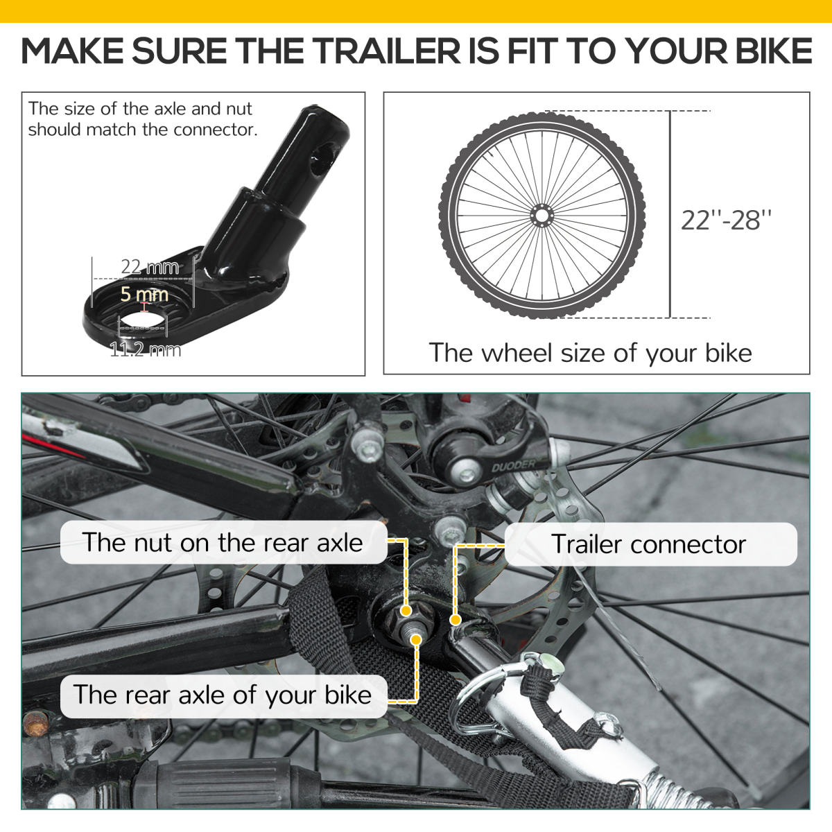 HOMCOM Folding Bike Cargo Trailer Wagon with Suspension, 2 Wheels, Steel, Black