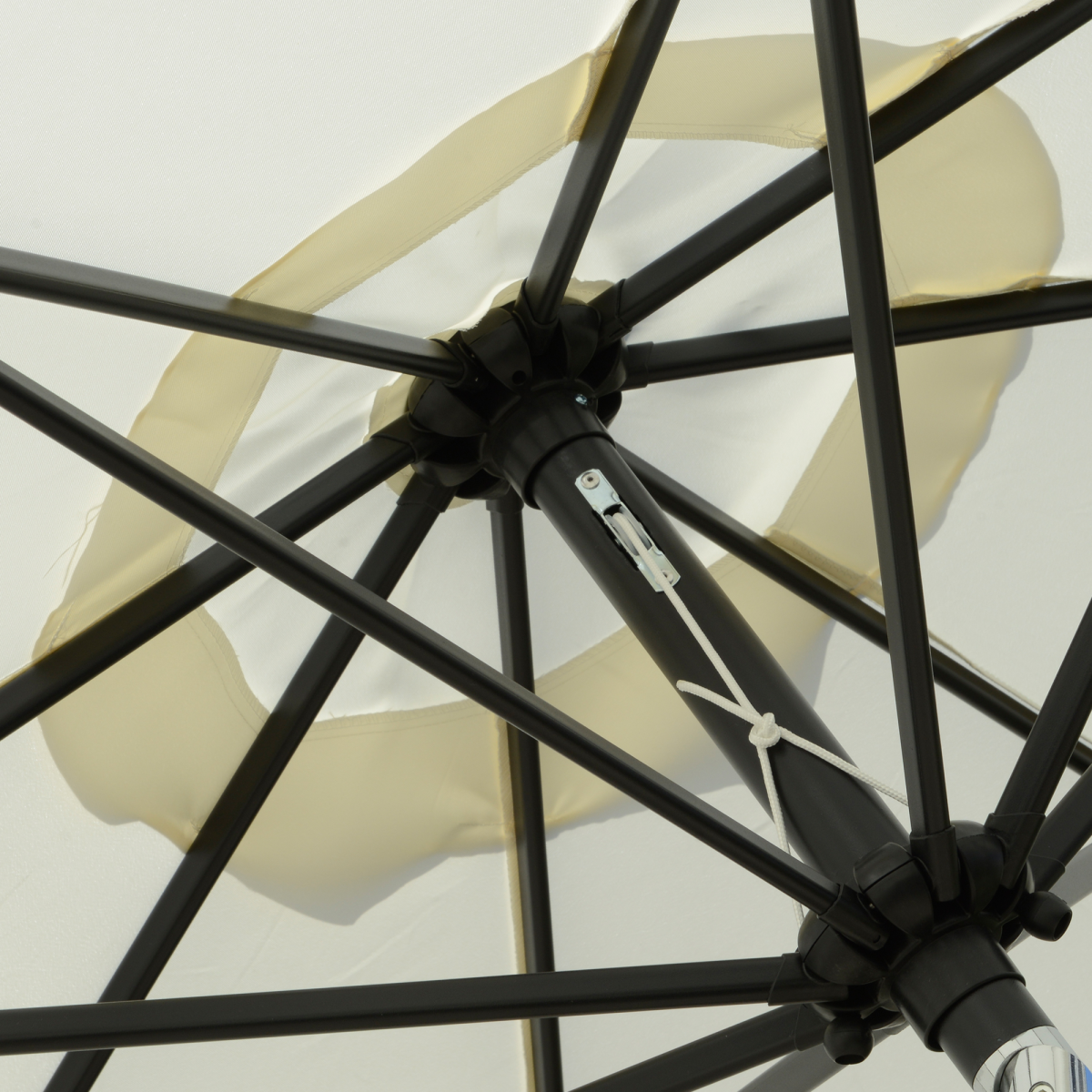 Outsunny 2.66m Patio Umbrella Parasol, Cream White, Scalloped Edge, Crank Lift, Tilting Canopy