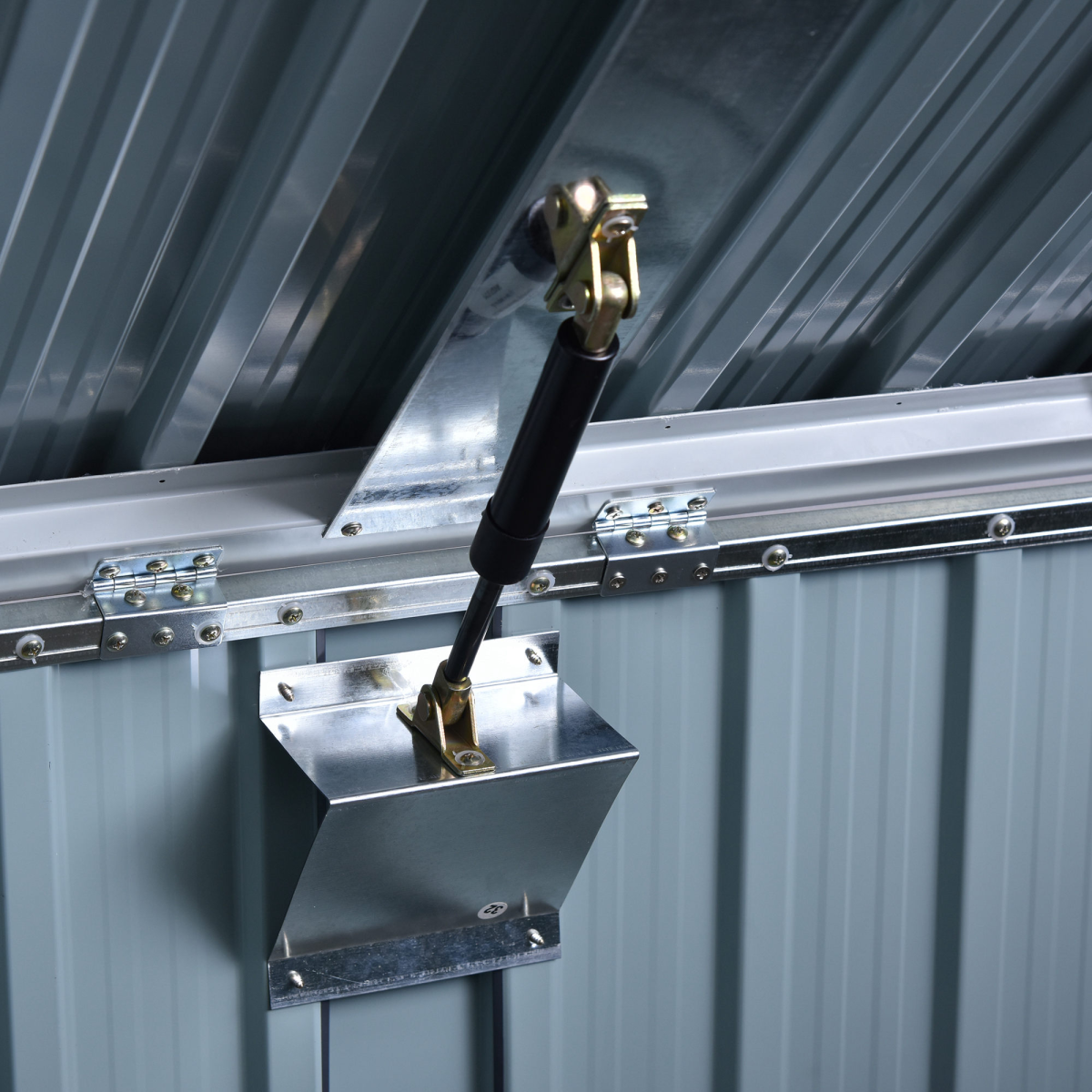 Steel Garden Storage Shed for 2 Wheelie Bins, Double Doors, Lift-Up Lid, Lockable Steel Bin Cover