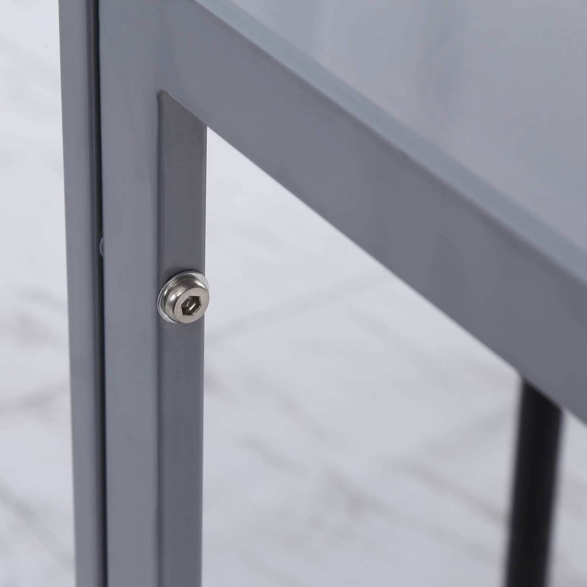 HOMCOM Square Tempered Glass Dining Table with Steel Frame