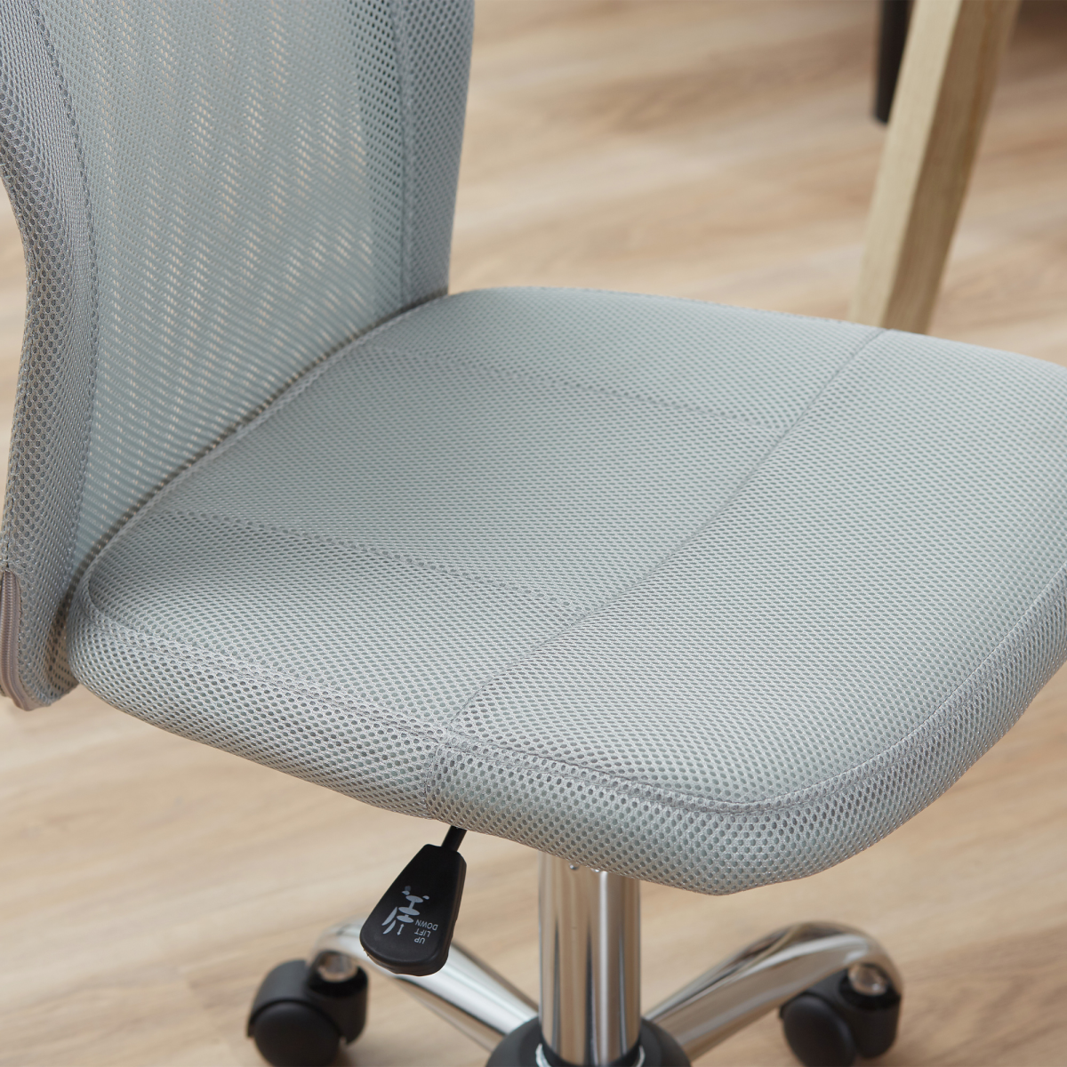 Armless Office Chair Ergonomic Padded Height Adjustable Mesh Back 5 Wheels