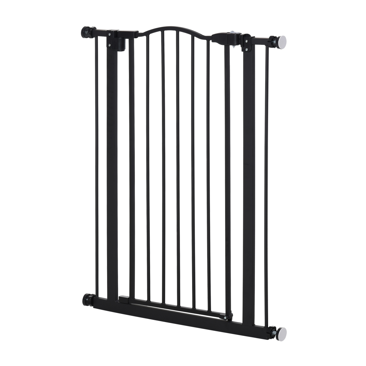 PawHut 74-80cm Adjustable Metal Pet Safety Gate with Auto-Close Auto-Locking Door, Black