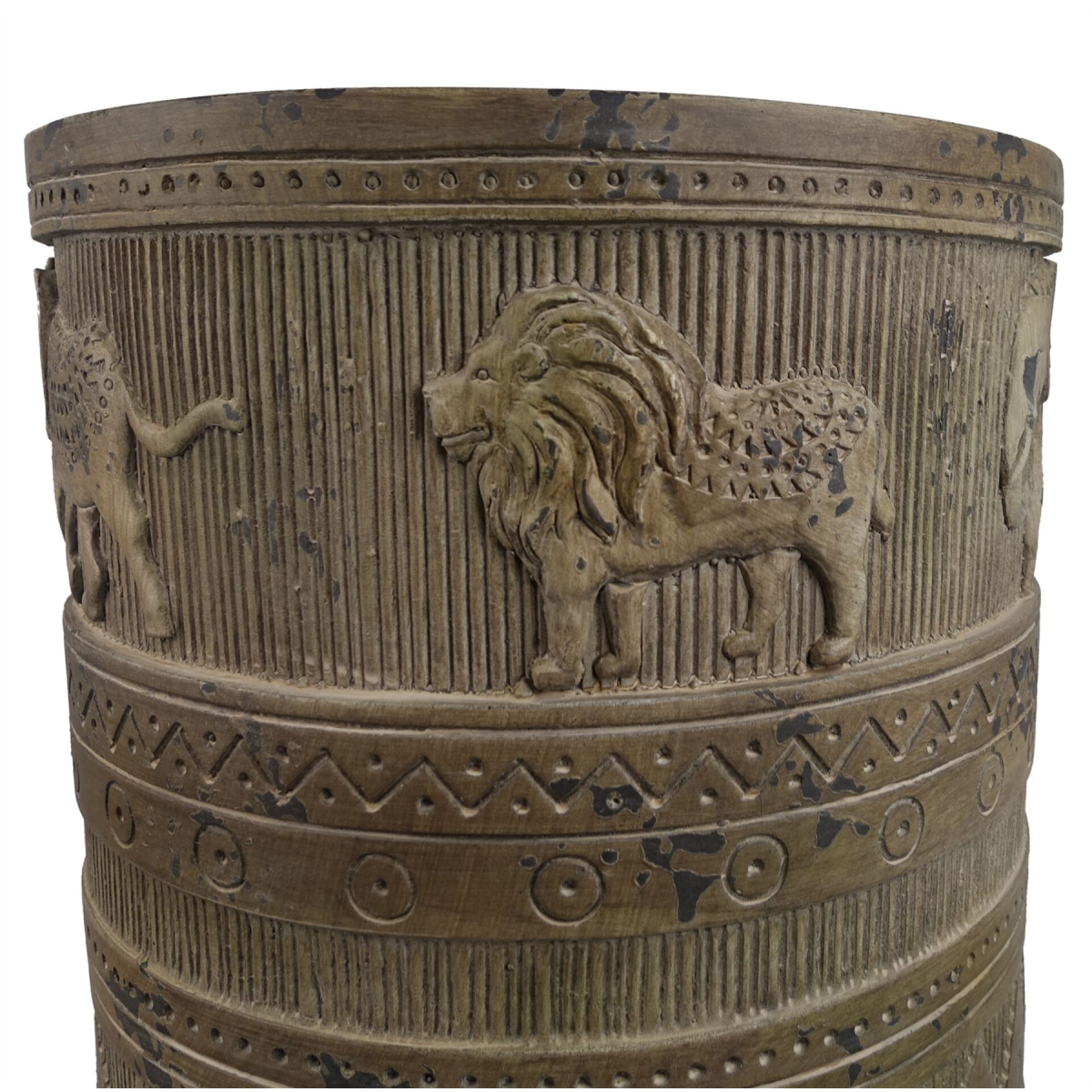 Leaf Large Jungle Planter with Legs, Embossed Lion Elephant, 55cm x 29cm, Fibreglass Composite
