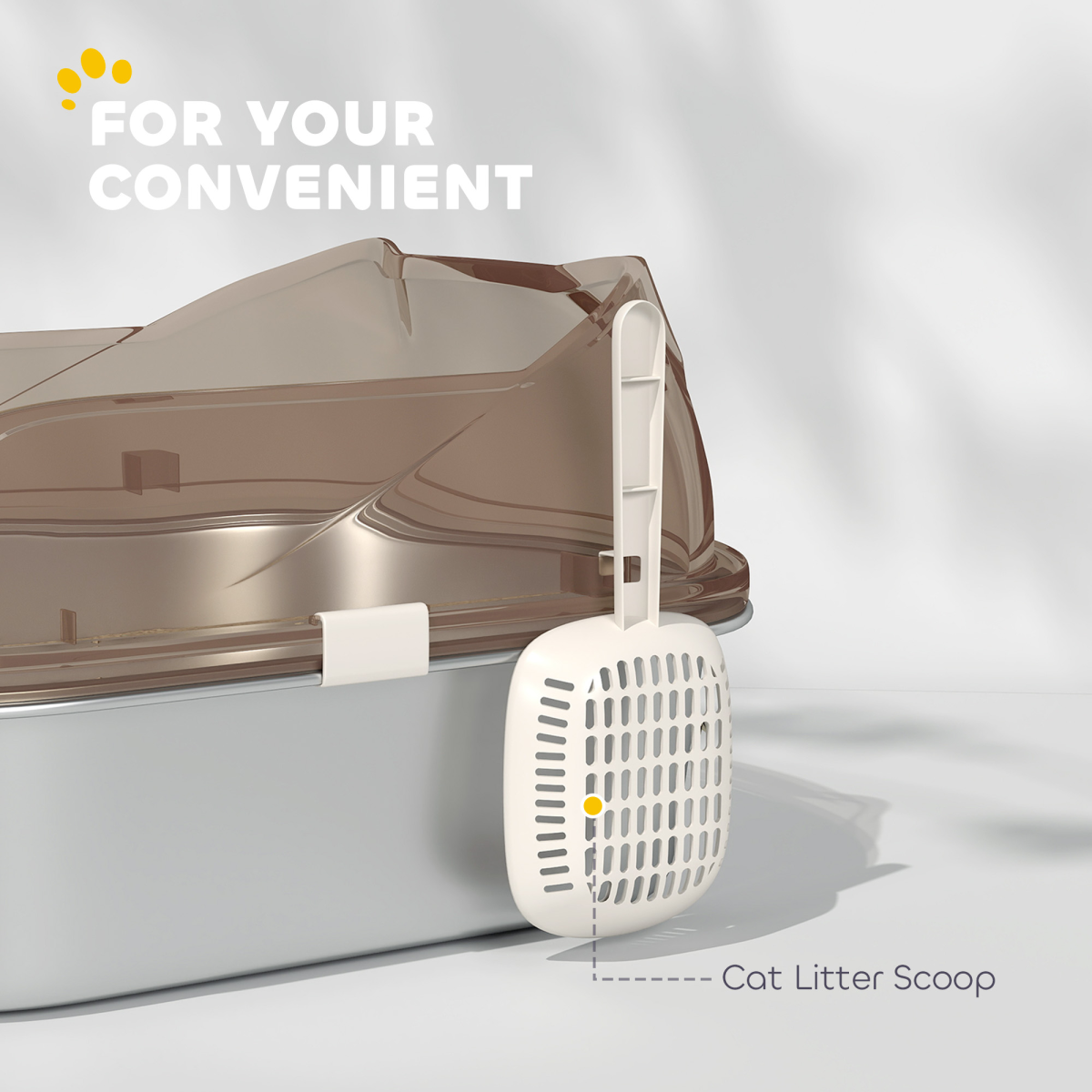 PawHut Stainless Steel Cat Litter Box with Lid, Pedal & Scoop