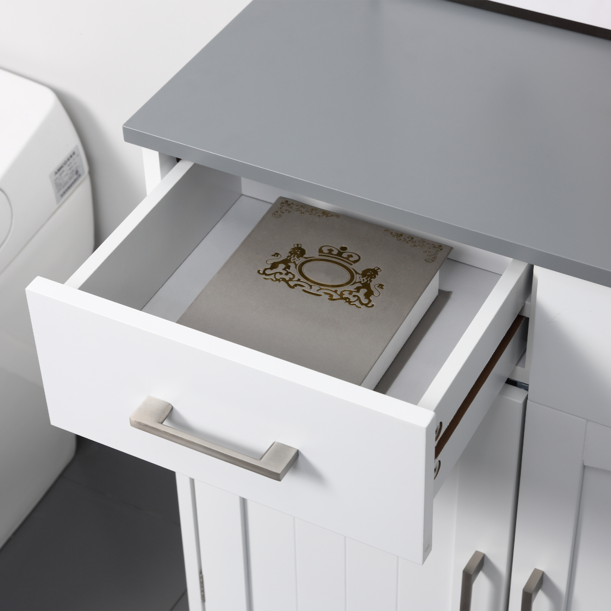 Freestanding Bathroom Storage Cabinet with 2 Drawers, 2 Doors and Adjustable Shelf