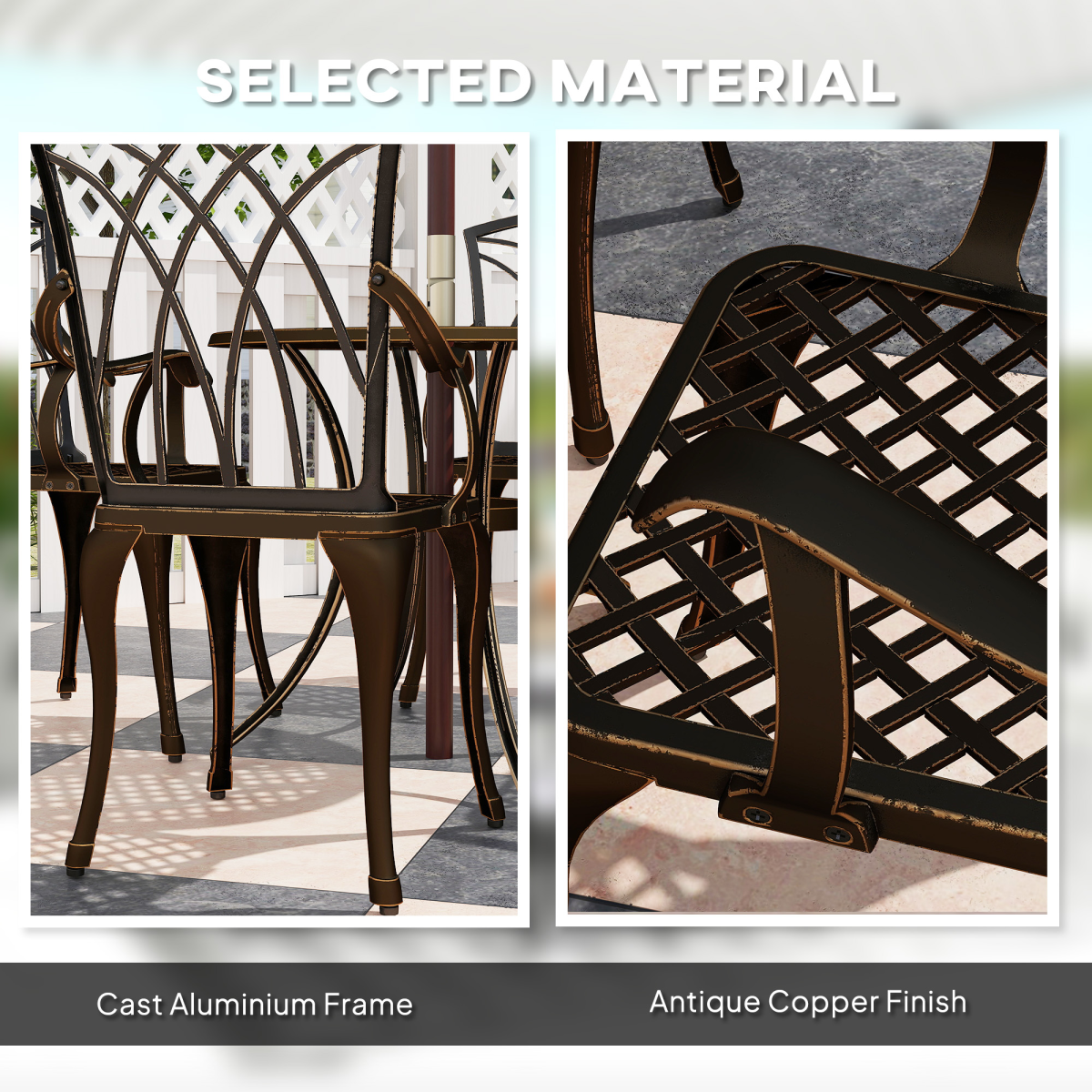 Outsunny 5-Piece Cast Aluminium Garden Dining Set, Bronze Tone