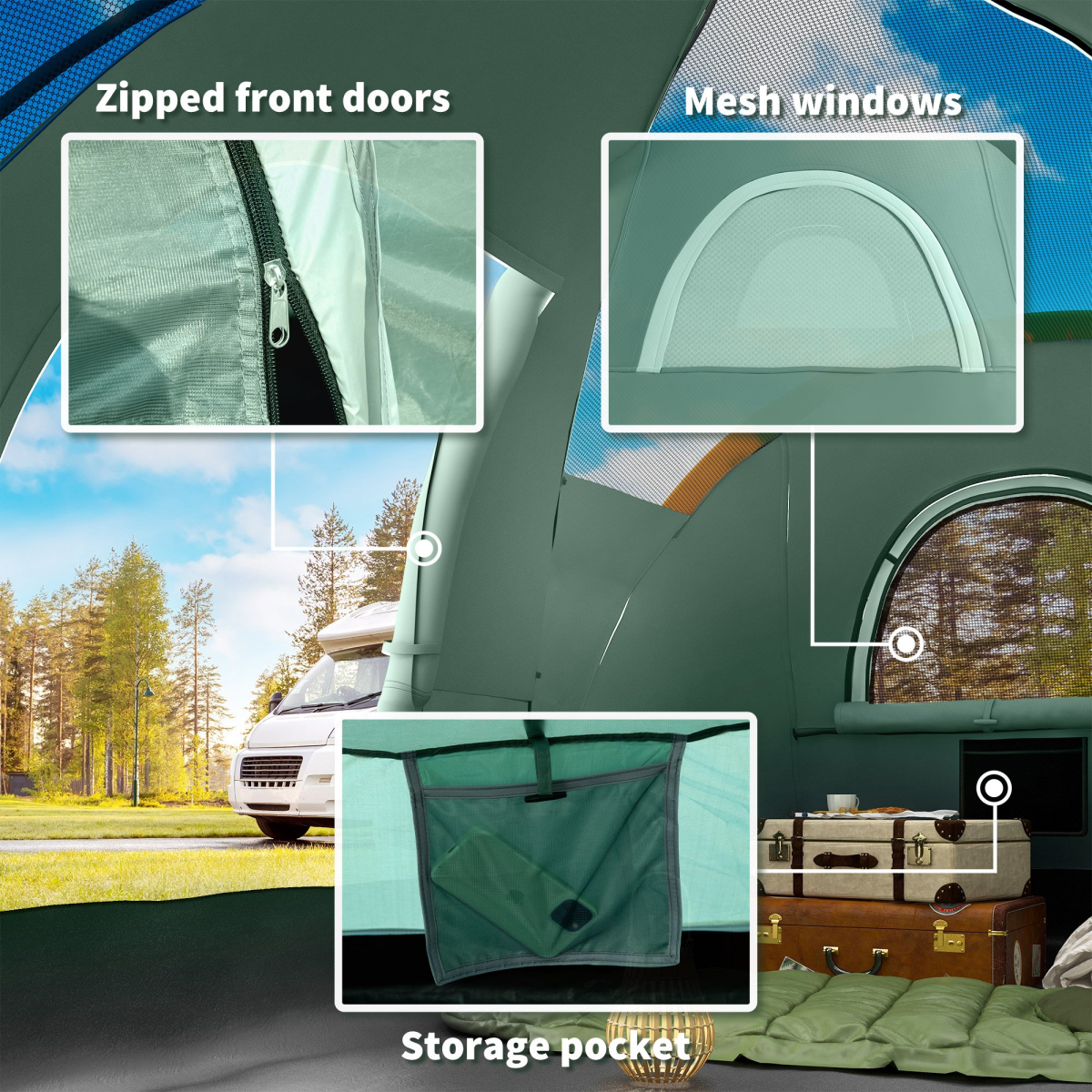 Outdoor Camping Tent For 5-6 W/ Bag, Fiberglass & Steel Frame